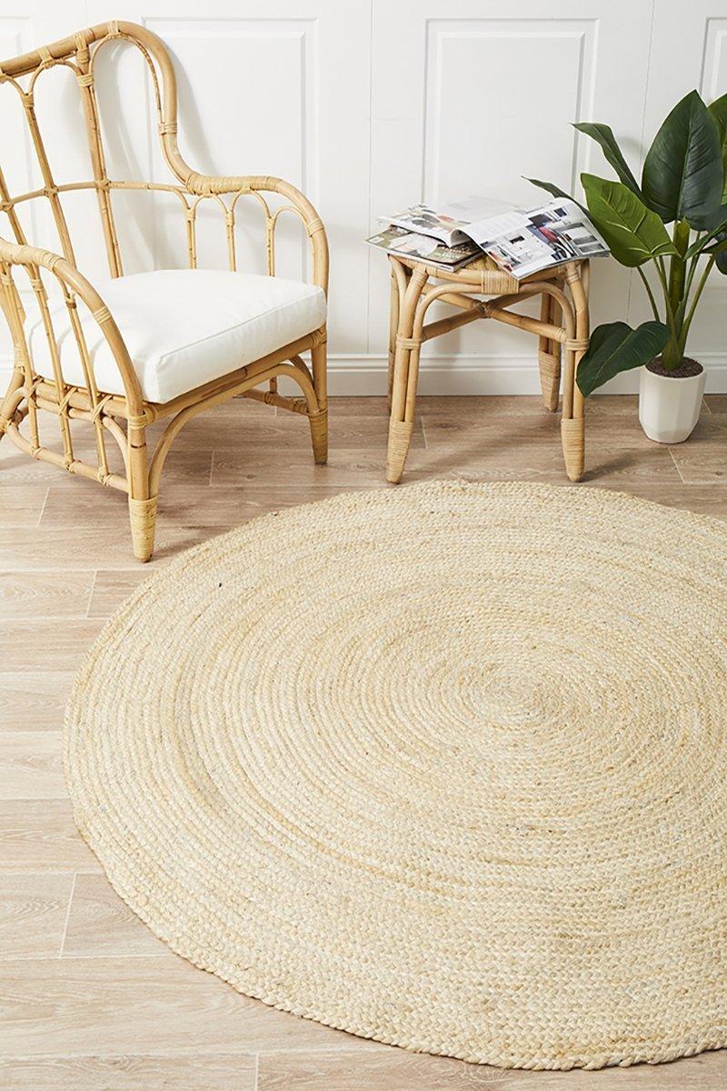 Larnia Contemporary Handmade Round Bleach Rug