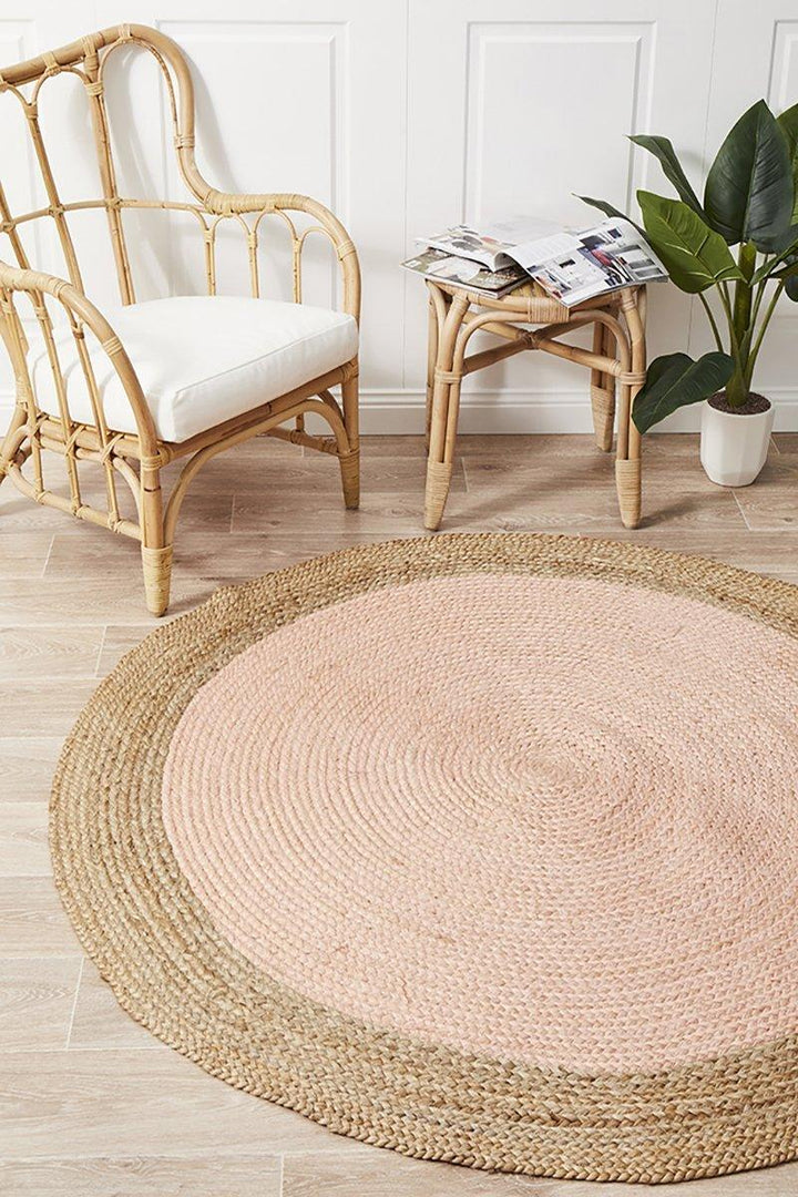 Larnia Contemporary Handmade Round Pink Rug