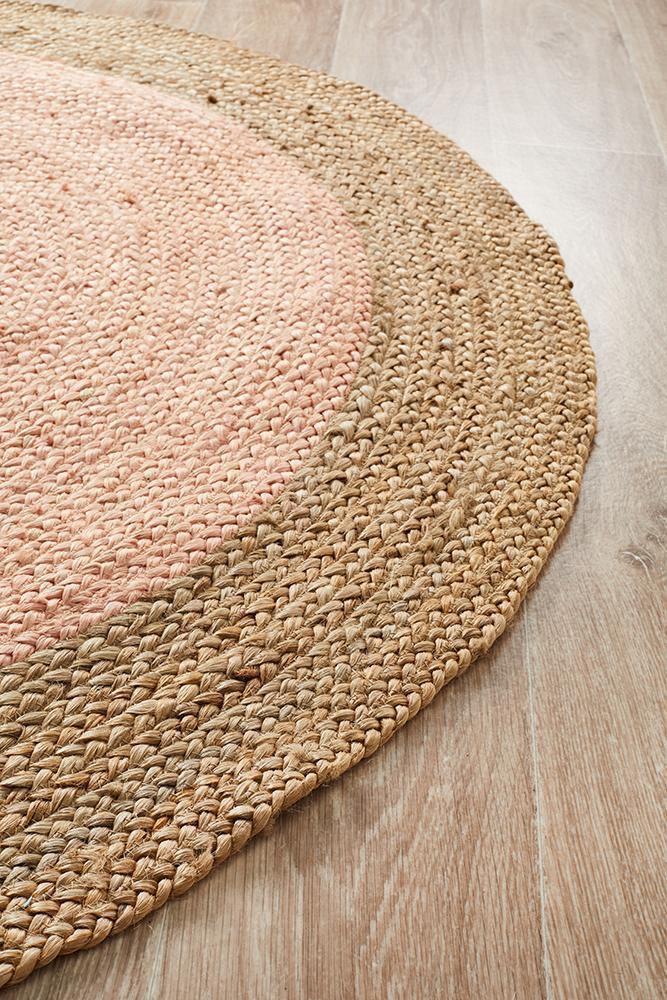 Larnia Contemporary Handmade Round Pink Rug