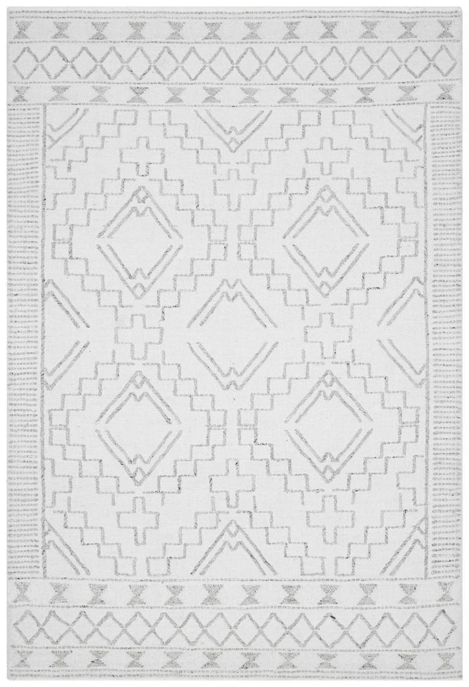 Knots Pure Wool Flat Woven Ivory Floor Rug