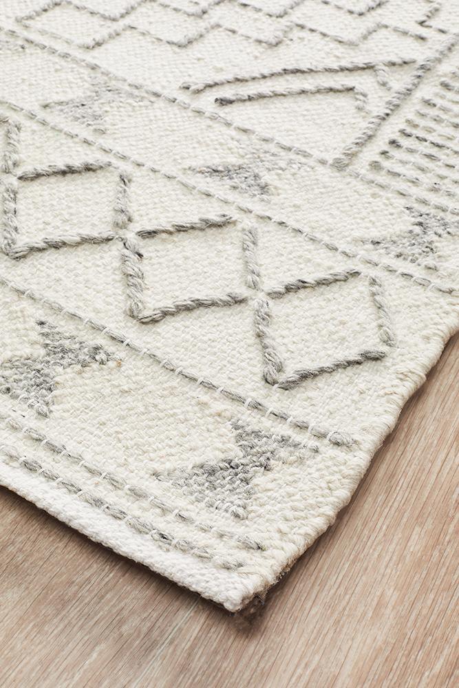 Knots Pure Wool Flat Woven Ivory Floor Rug