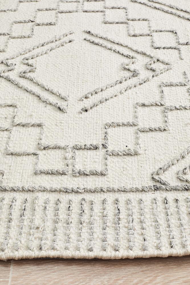 Knots Pure Wool Flat Woven Ivory Floor Rug