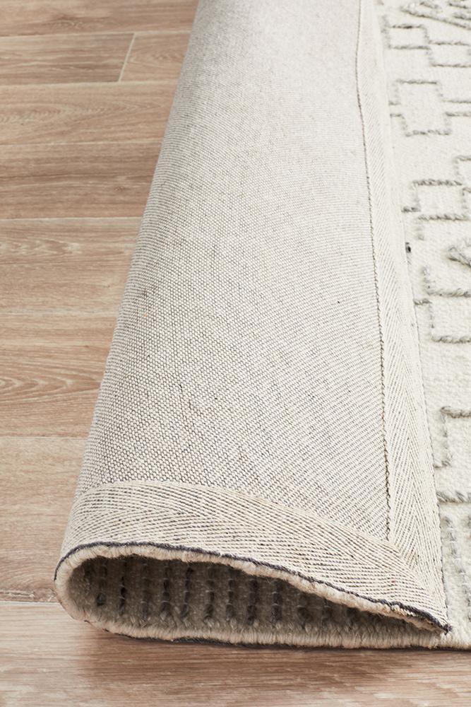 Knots Pure Wool Flat Woven Ivory Floor Rug