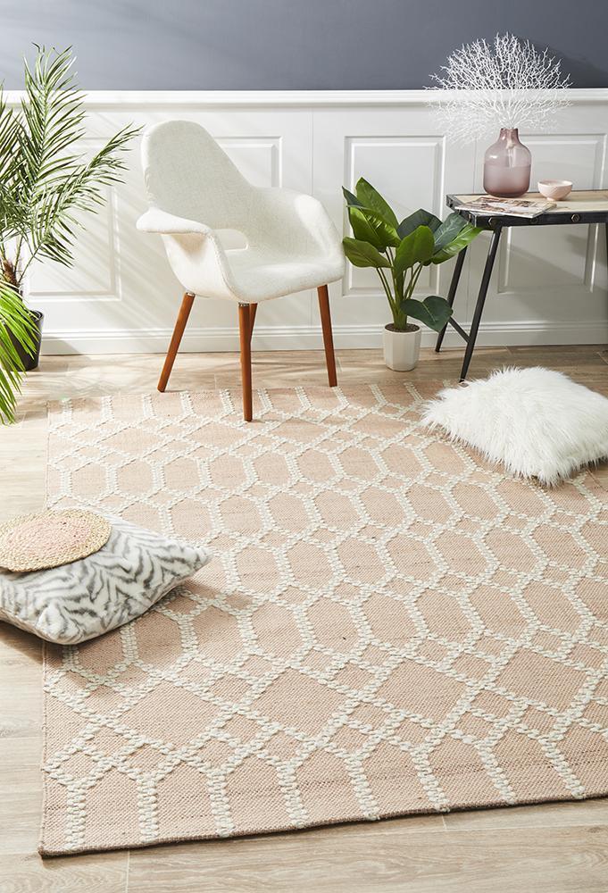 Hudson Tribal Trellis Rug Nude Soft Pink