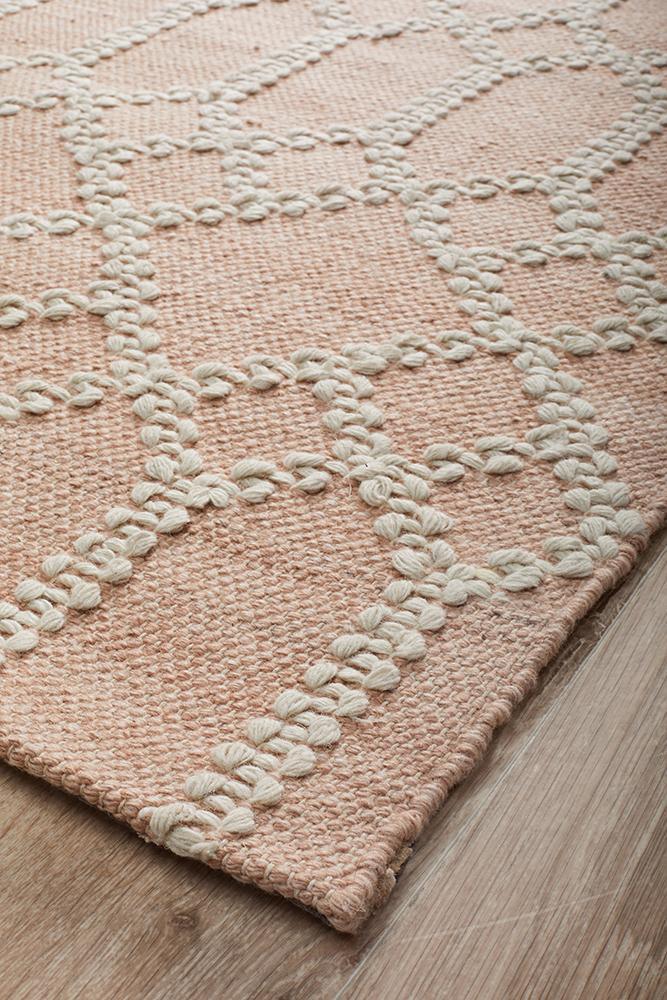 Hudson Tribal Trellis Rug Nude Soft Pink