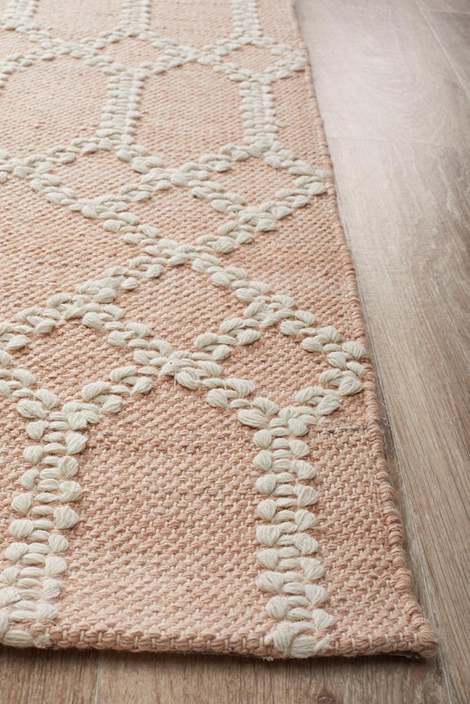 Hudson Tribal Trellis Rug Nude Soft Pink