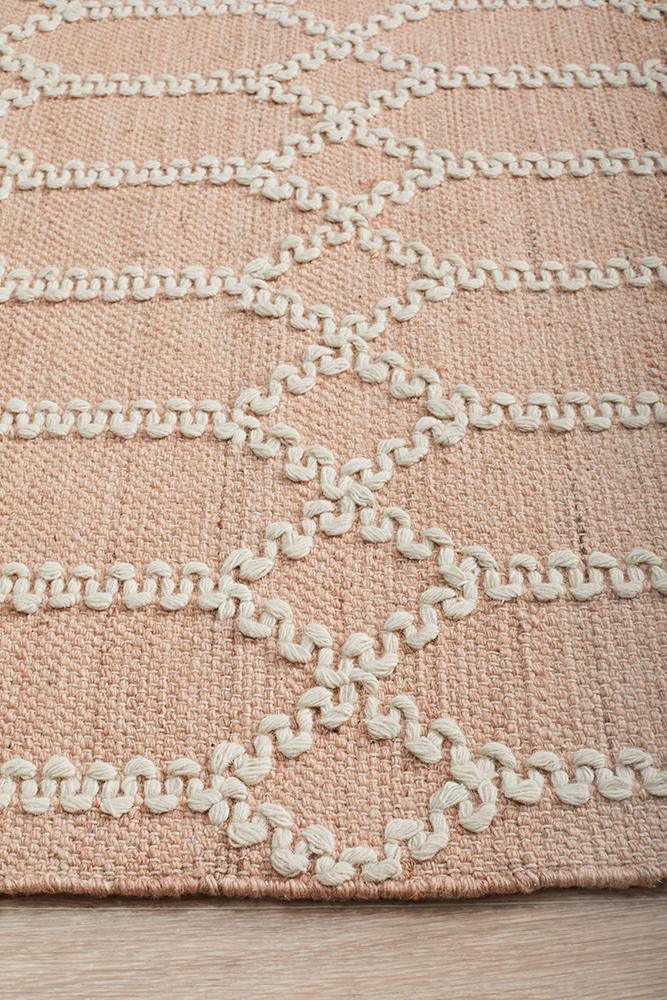 Hudson Tribal Trellis Rug Nude Soft Pink