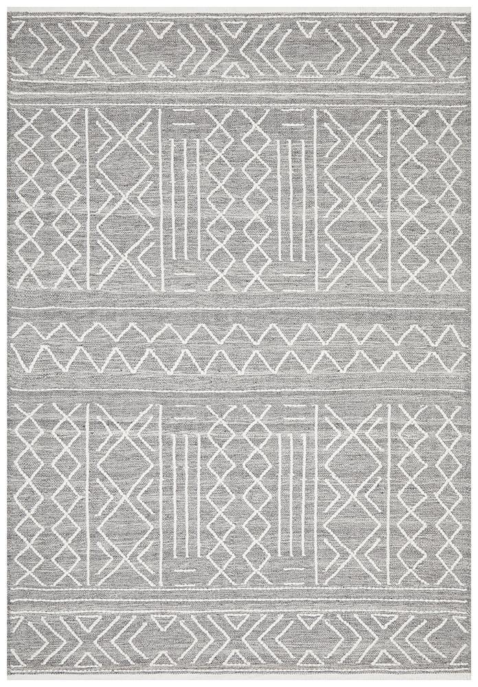 Hudson Grey Pure Wool Hand Woven Floor Rug