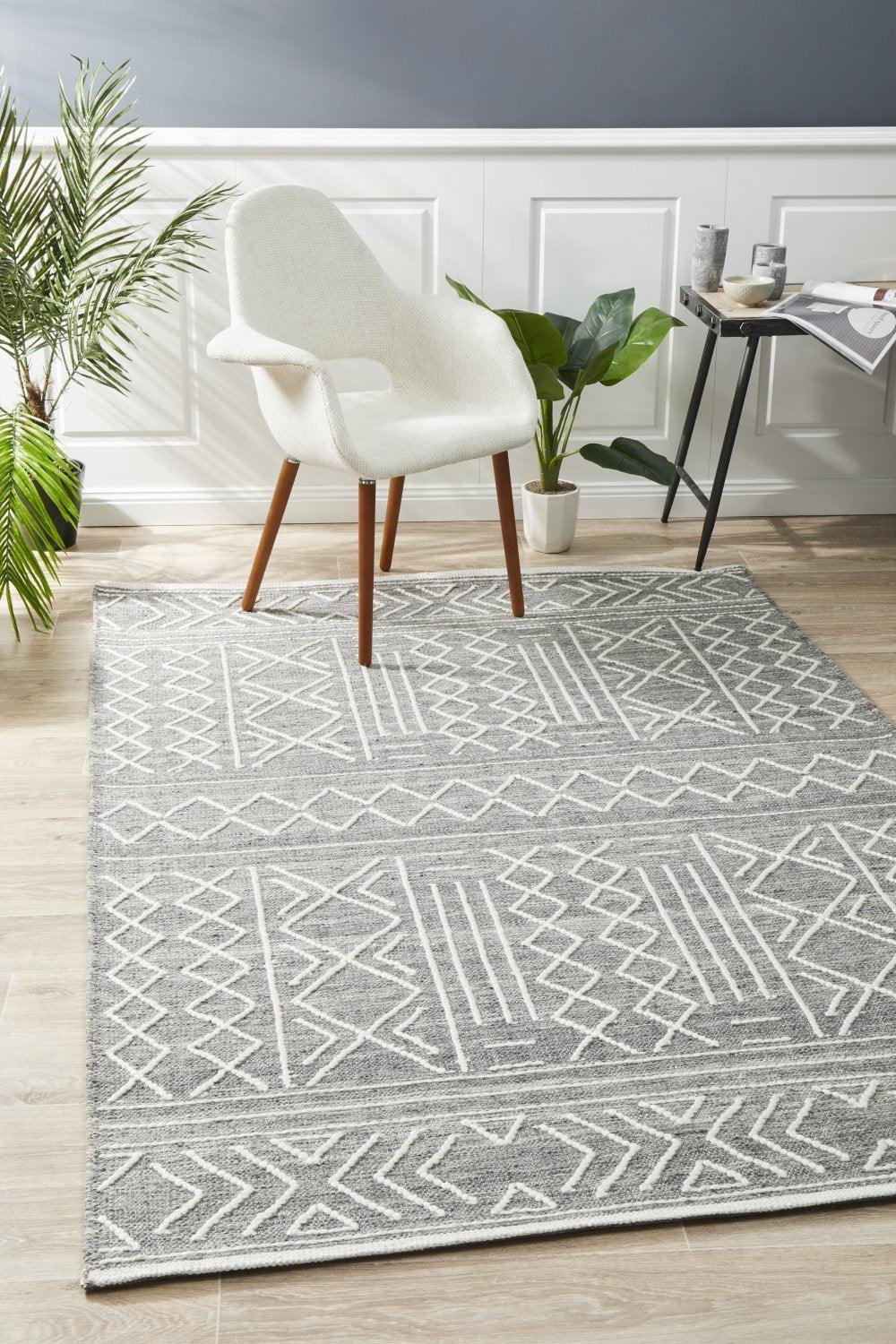 Hudson Grey Pure Wool Hand Woven Floor Rug