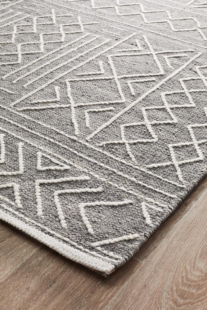 Hudson Grey Pure Wool Hand Woven Floor Rug