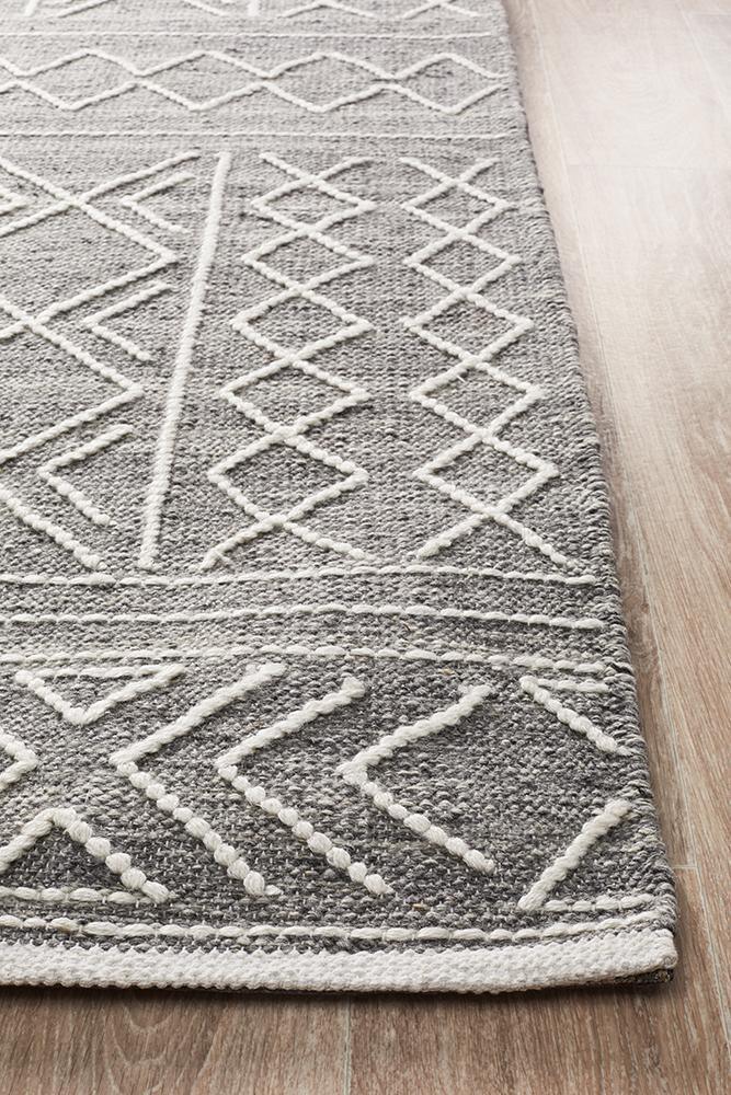 Hudson Grey Pure Wool Hand Woven Floor Rug