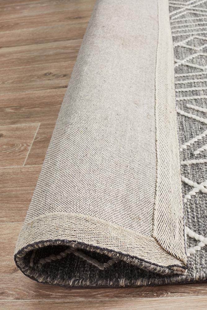 Hudson Grey Pure Wool Hand Woven Floor Rug