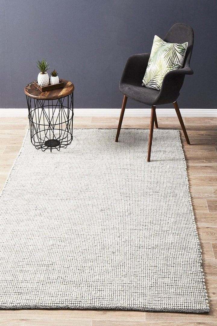 Loft Black Wool Floor Rug