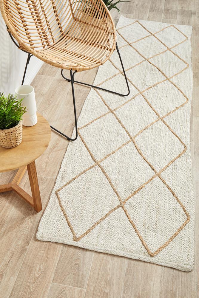 Knots Noosa Tribal White Runner Rug