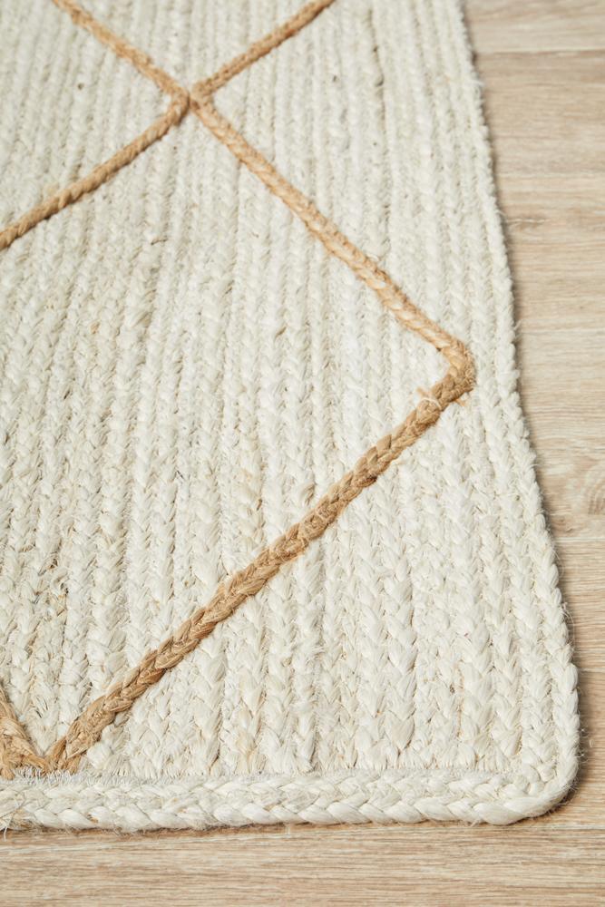 Knots Noosa White Hampton Style Quality Jute Floor rug