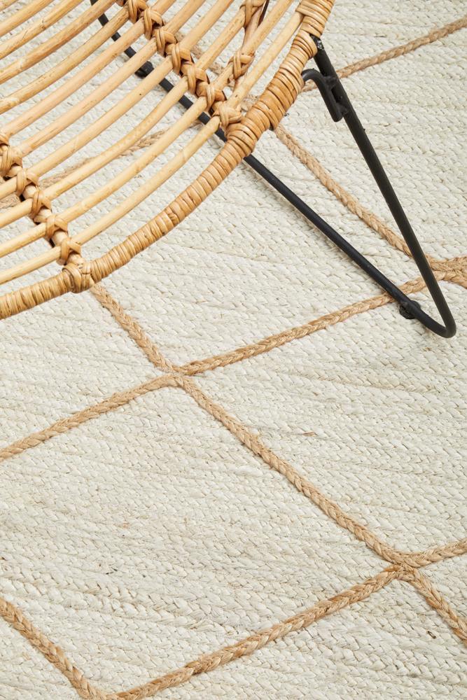 Knots Noosa White Hampton Style Quality Jute Floor rug