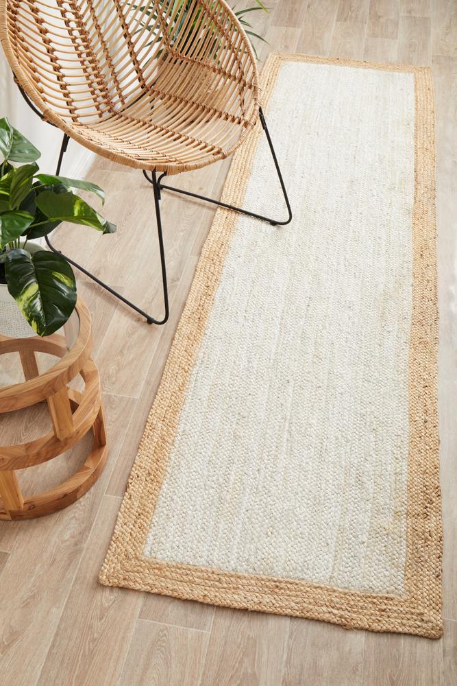 Knots Noosa White Natural Jute Floor Rug