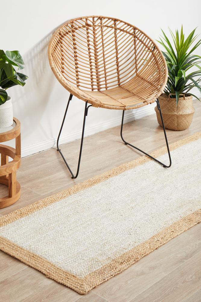 Knots Noosa White Natural Jute Floor Rug