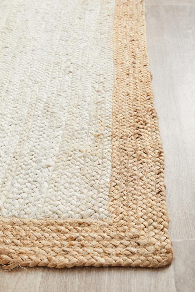 Knots Noosa White Natural Jute Floor Rug