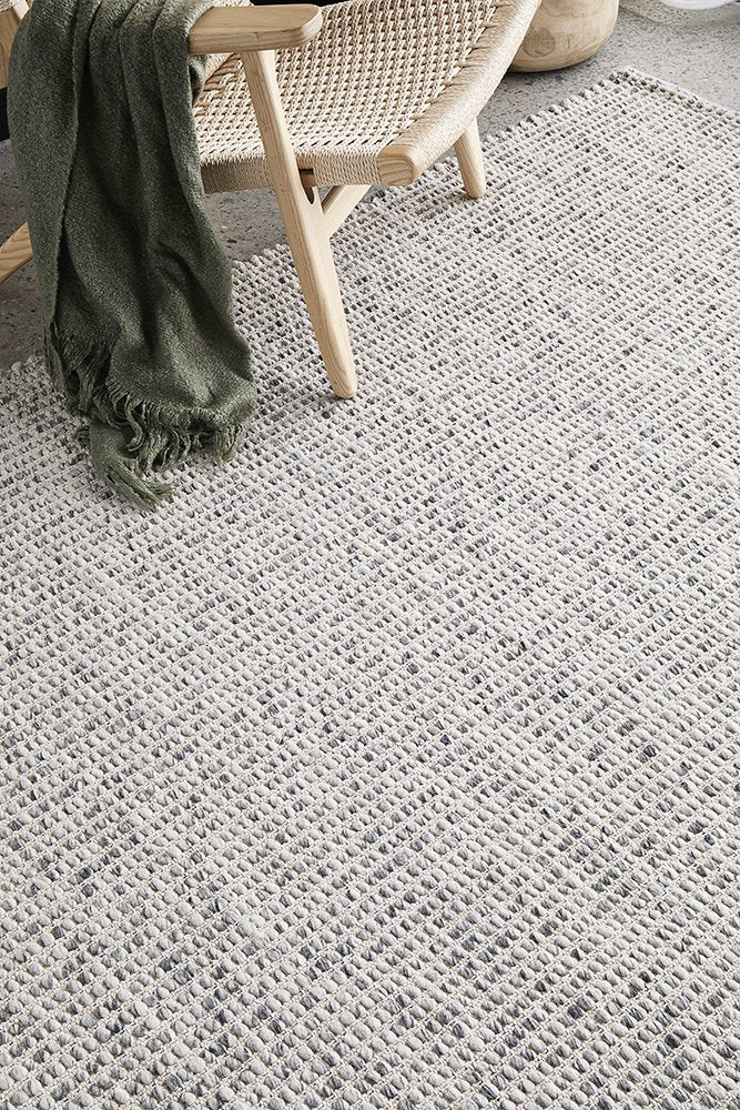 Grey and Natural Felted Wool Rug