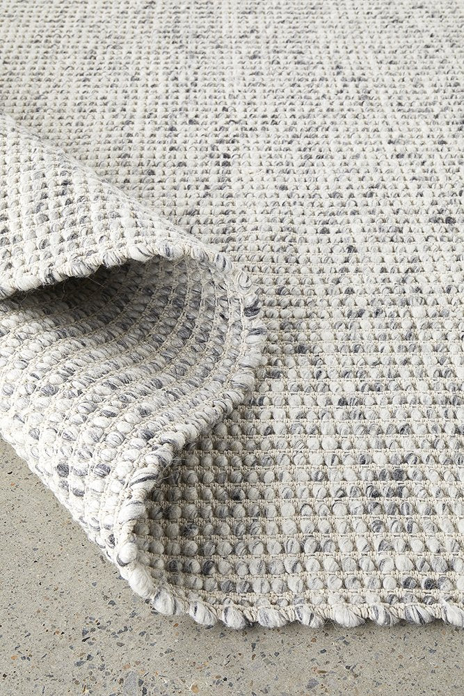 Grey and Natural Felted Wool Rug