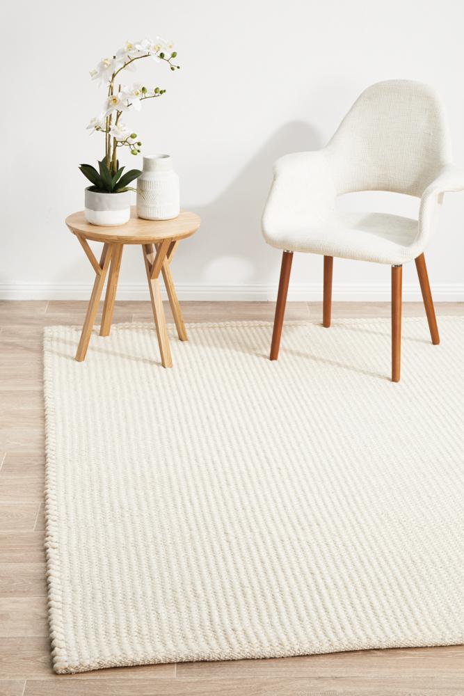 White Felted Wool Floor Rug