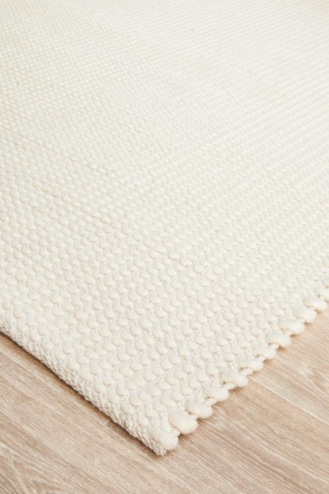 White Felted Wool Floor Rug