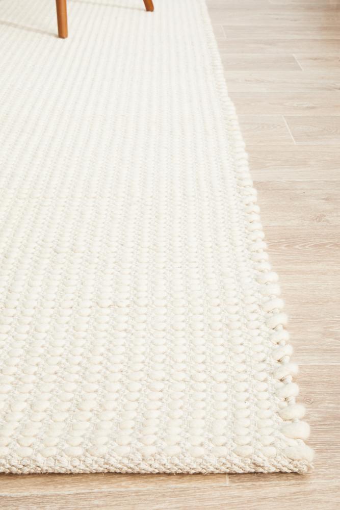 White Felted Wool Floor Rug