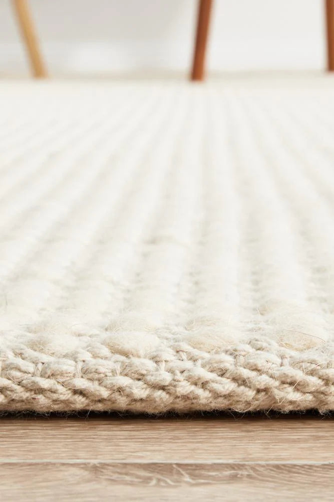 White Felted Wool Floor Rug