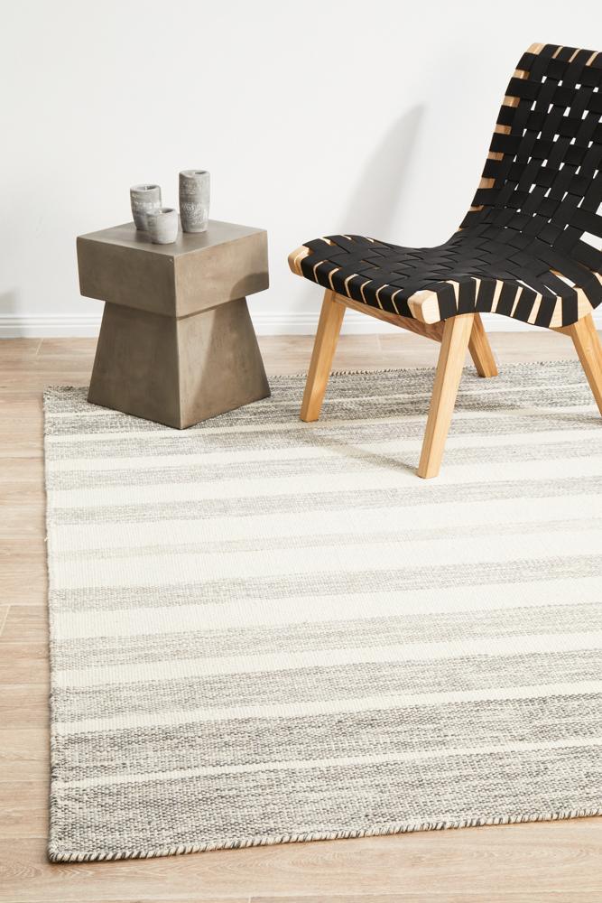 Hand Woven Pure Wool Grey Rug