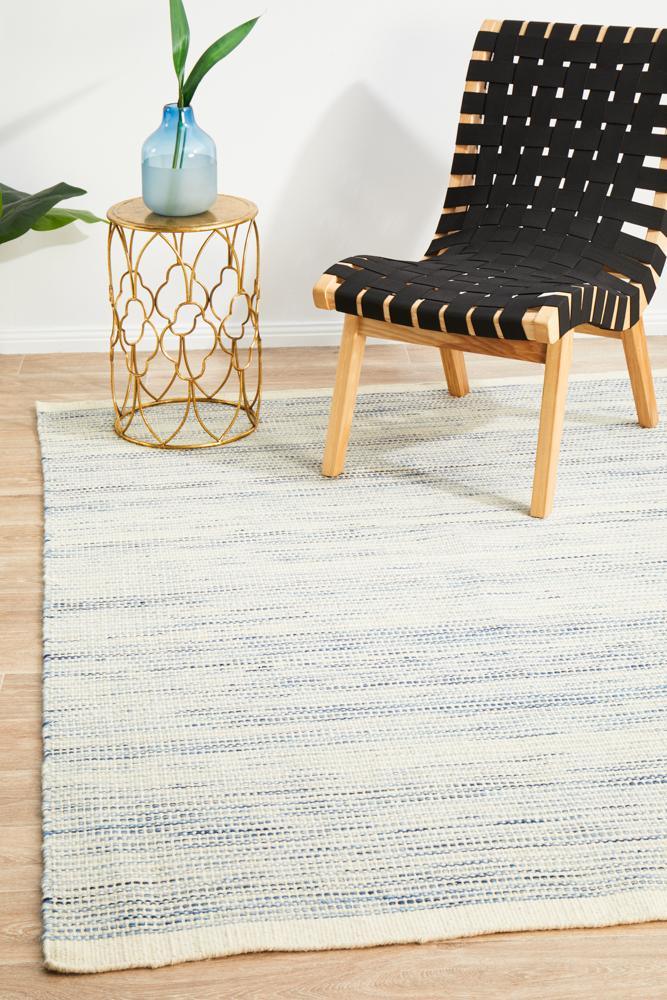 Blue Flat Woven Area Rug