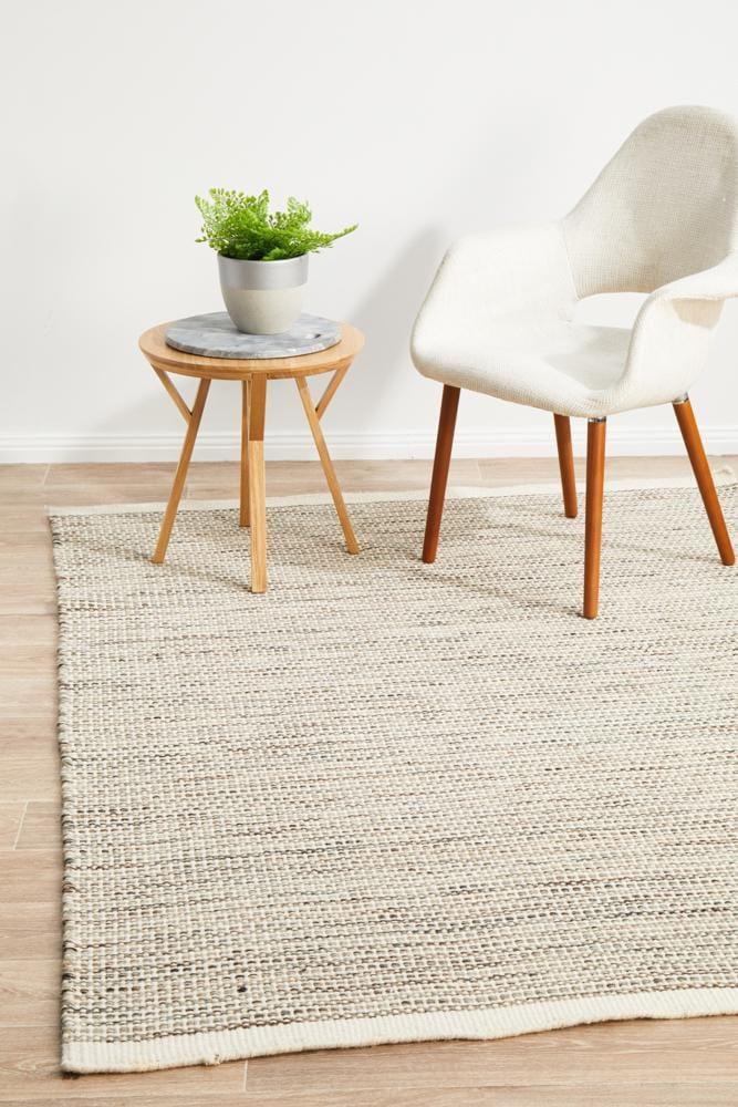 Knots Natural Pure Wool Flatweave Floor Rug