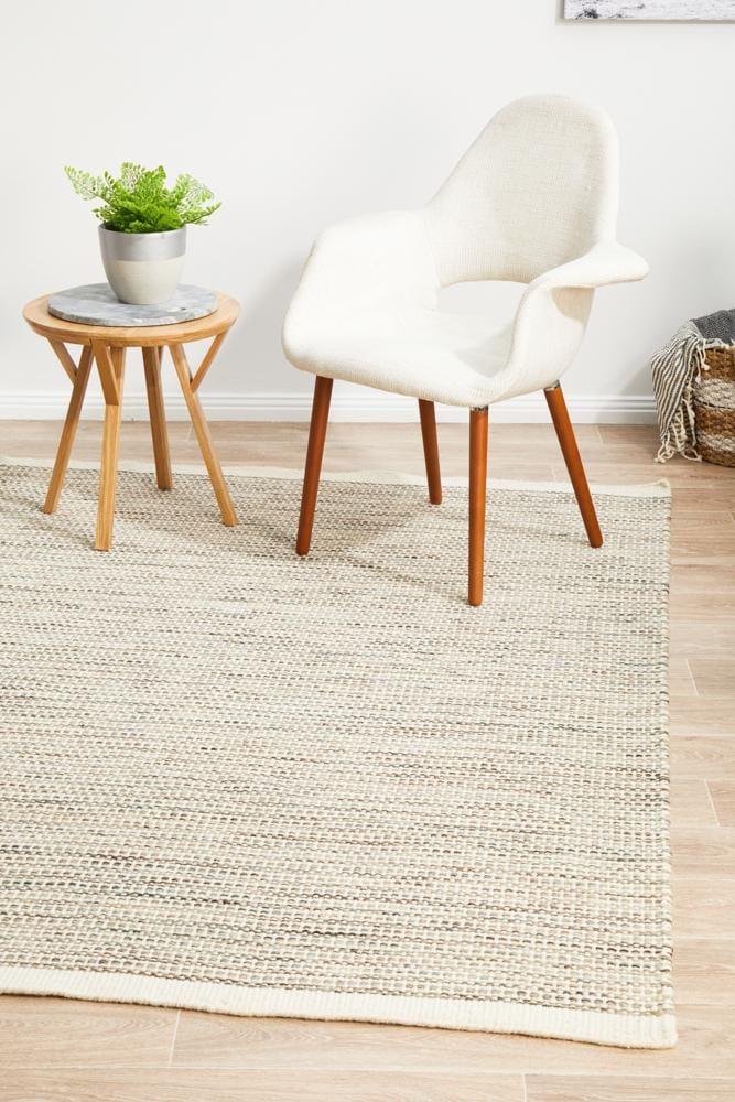 Knots Natural Pure Wool Flatweave Floor Rug