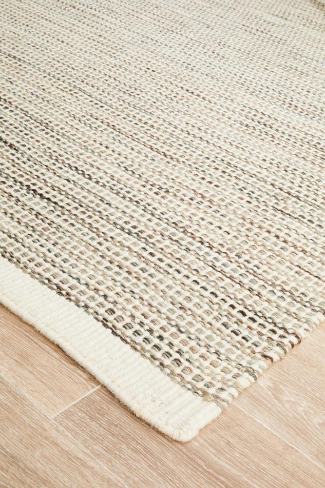 Knots Natural Pure Wool Flatweave Floor Rug