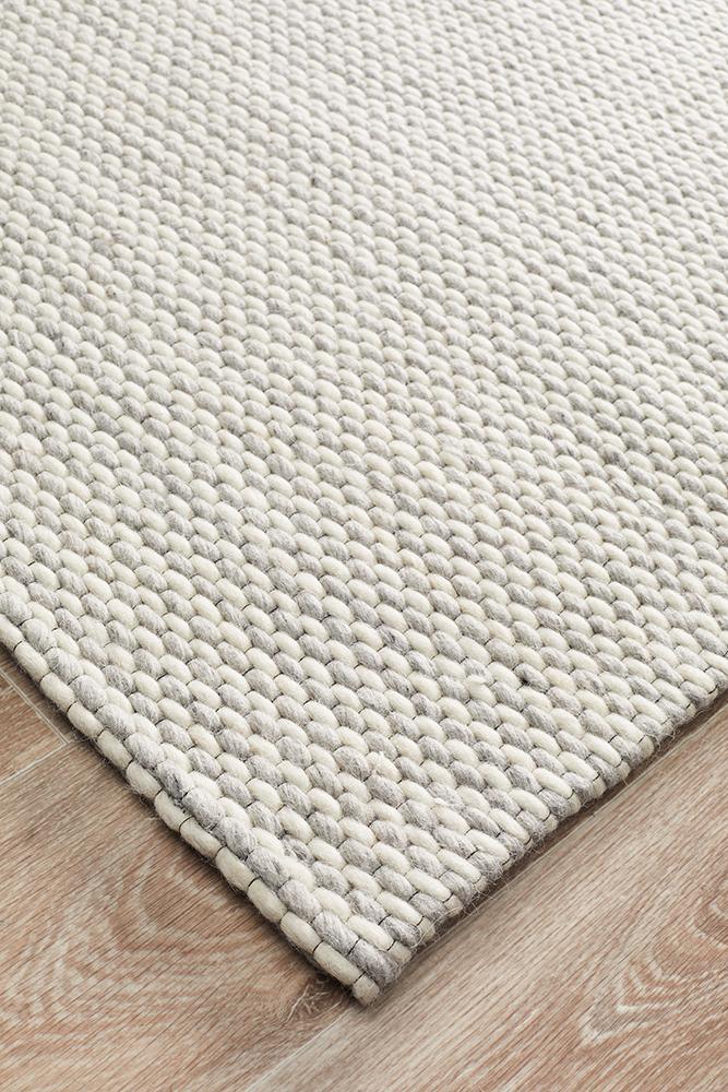 Studio Oskar Grey White Felted Wool Floor Rug