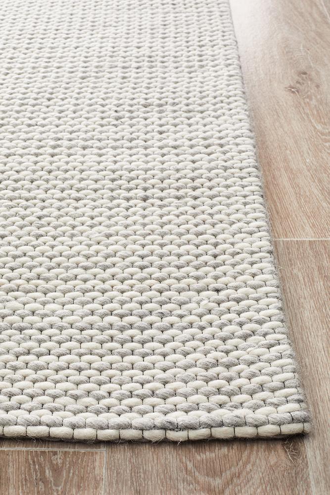 Studio Oskar Grey White Felted Wool Floor Rug