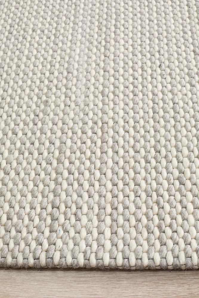 Studio Oskar Grey White Felted Wool Floor Rug