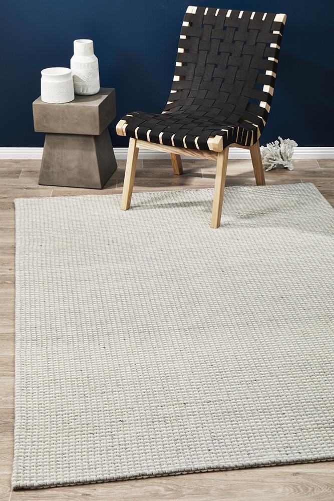 Studio Oskar Grey White Felted Wool Floor Rug