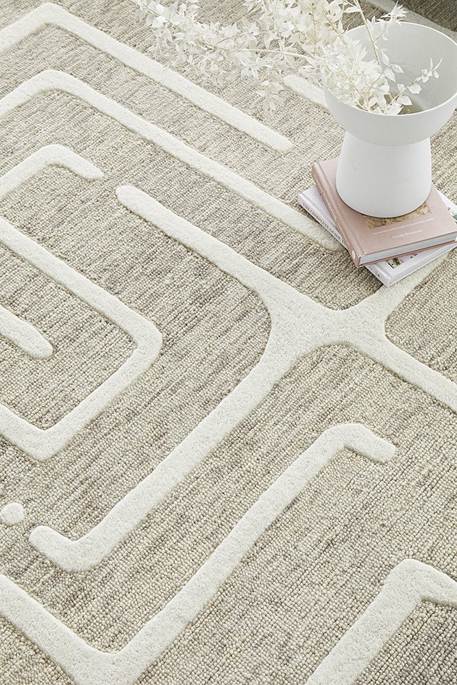 Knots Maze Linen Hand Tufted Wool Rug