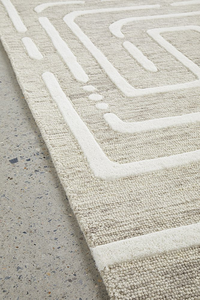 Knots Maze Linen Hand Tufted Wool Rug