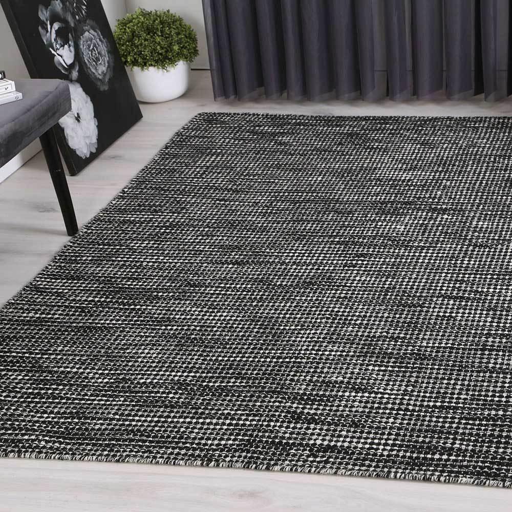 Black White Reversible Wool Rug