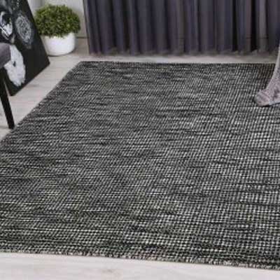 Black White Reversible Wool Rug