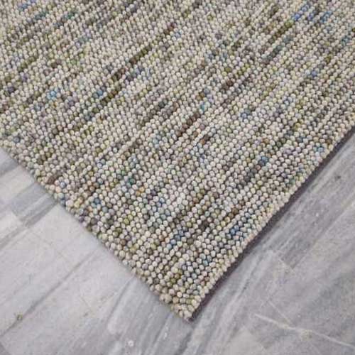 Knots Pebble Hand Woven 80% Wool And 20% Cotton Rug - Ivory /Mint/ Multi -