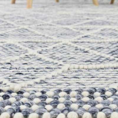 Albona Blue White Wool Rug