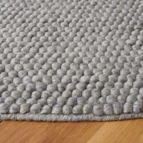 Knots Pebble Hand Woven 80% Wool And 20% Cotton Rug - Light Grey / Ivory