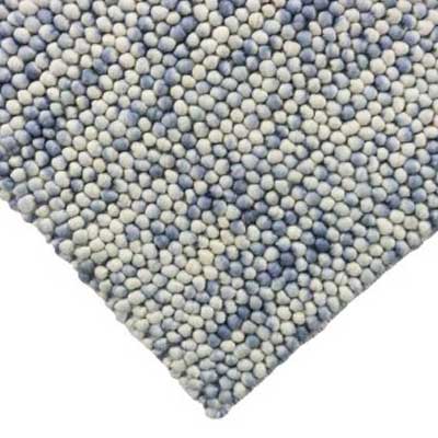 Knots Pebble Blue Pure Wool hand-woven floor rug