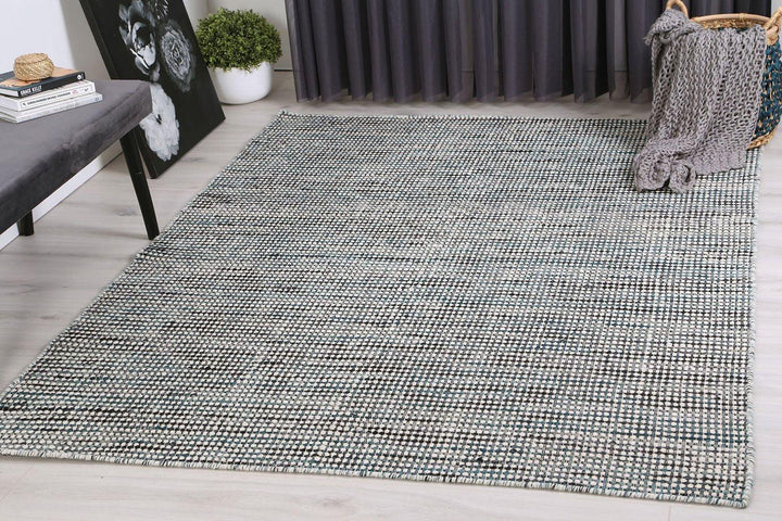 Teal Blue Reversible Wool Rug