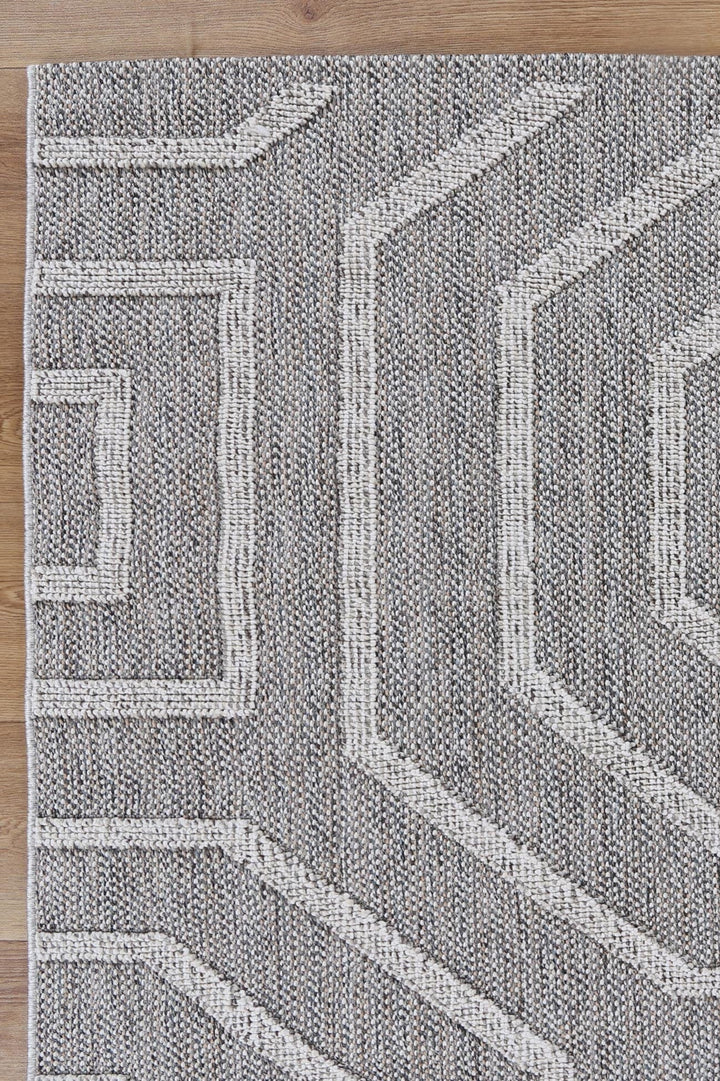 Knots Devesi Grey Geometric Flatweave Rug