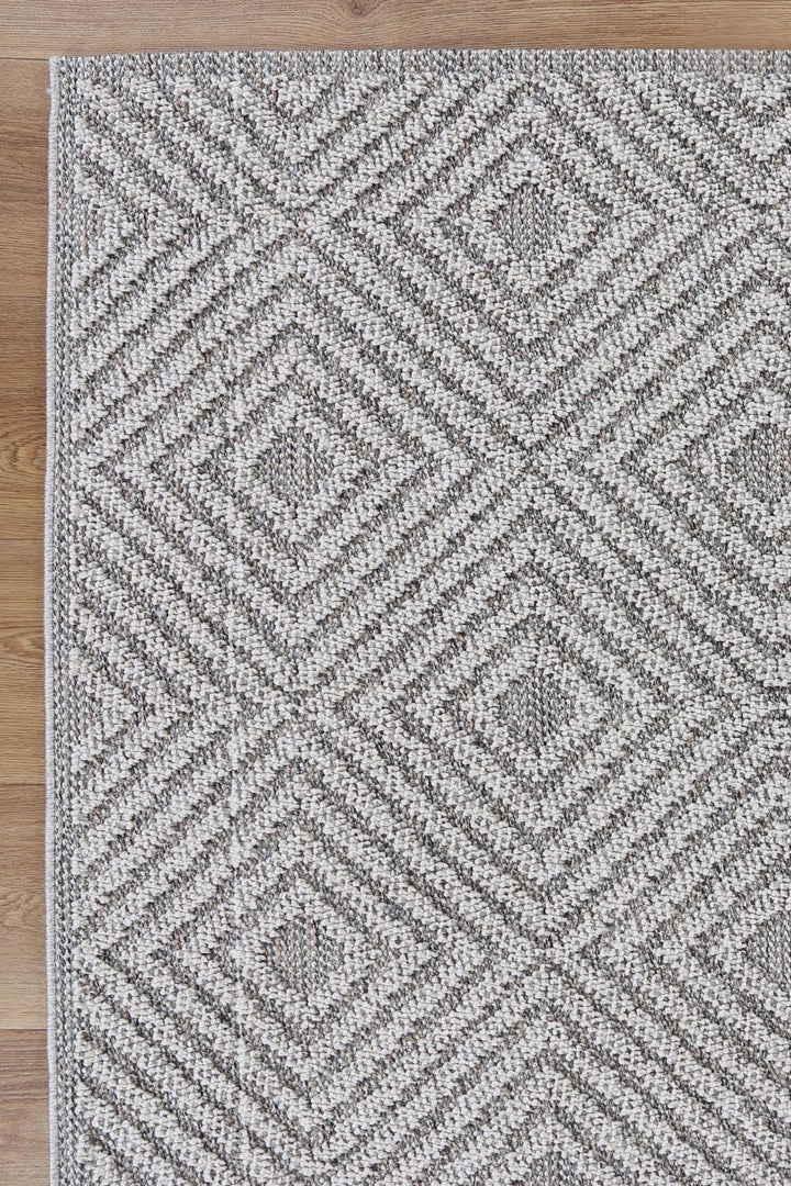 Knots Fugui Grey Geometric Flatweave Rug