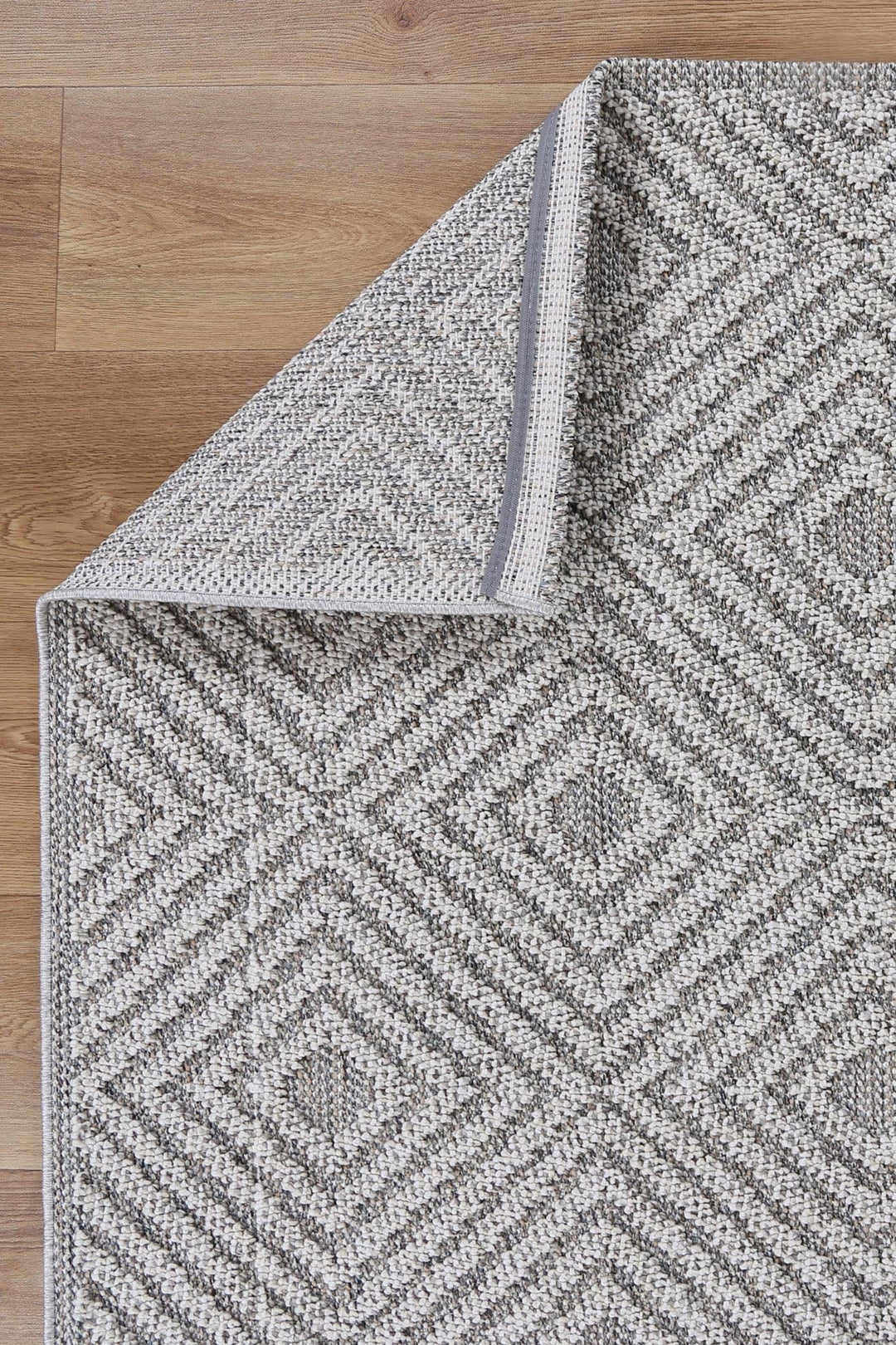 Knots Fugui Grey Geometric Flatweave Rug